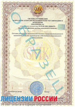 Образец сертификата соответствия (приложение) Сыктывкар Сертификат ISO 13485